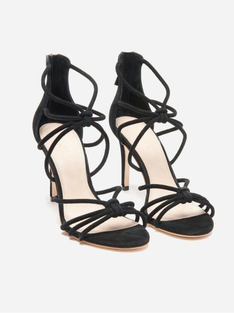 Sandro Ella Black Suede Strappy Heels